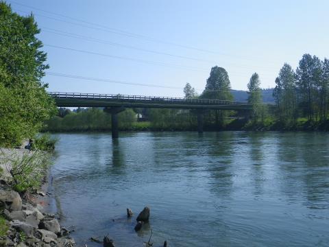 State Route 411 - the Castle Rock Bridge spans across the Cowlitz River in downtown Castle Rock, connecting the east and west side of the community in northern Cowlitz County. 