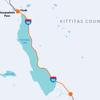 Map of the I-90 corridor along Keechelus Lake.