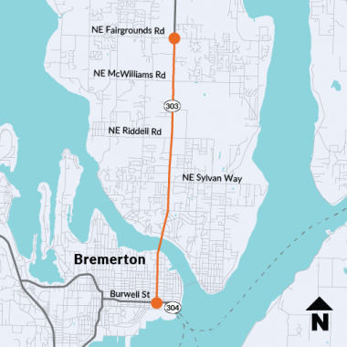 SR 303 corridor study area from Burwell Street to Fairgrounds Road