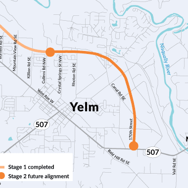 Location of Yelm Loop proposed extension of SR 510