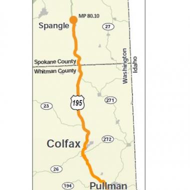 US 195 Vicinity Map from Spangle to the border of the state of Washington with the State of Idaho.