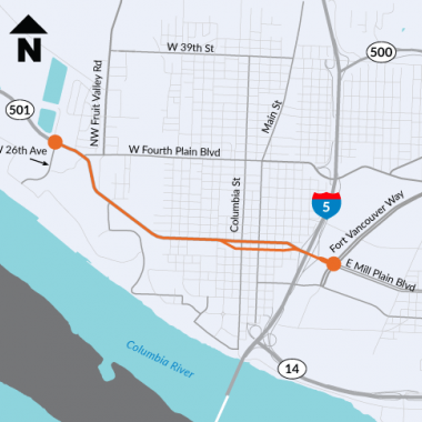 SR 501 - I-5 to Port of Vancouver - Intersection and Profile Improvements - Project map