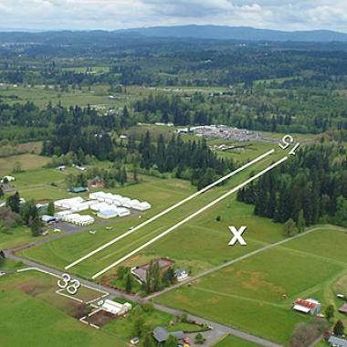 Goheen Airport Runway located in flat grasslands.