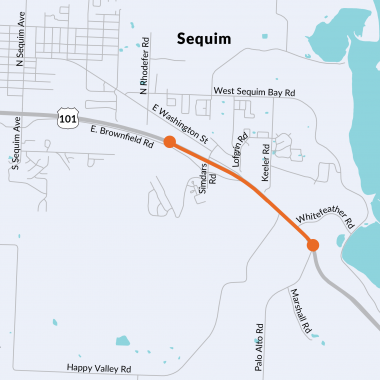 Map of US 101 between just east of Simdars Road to Palo Alto Road