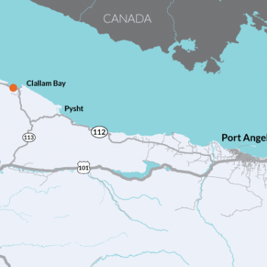 SR 112 near Clallam Bay closed in Nov. 2021 due to a series of storms, flooding, and saturated soils.