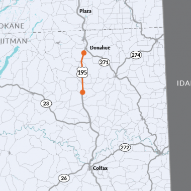 Project map location for the US 195 concrete replacement project in Whitman County.