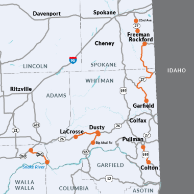 Project map location for the Eastern Region Chip Seal project.