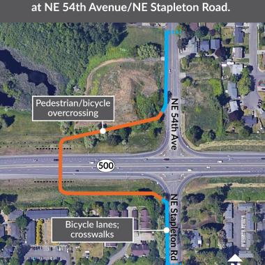 State Route 500 pedestrian and bicycle overcrossing at Northeast 54th Avenue/Northeast Stapleton Road