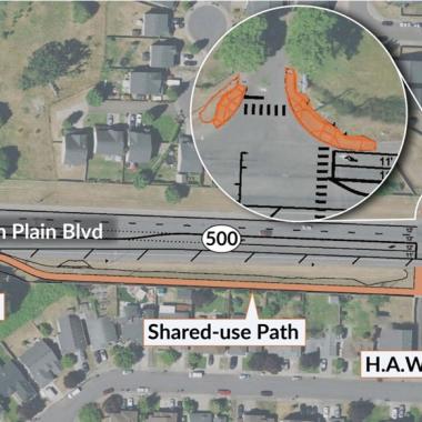 State Route 500 - Northeast 162nd Avenue to Northeast 166th Avenue Safe Routes to School project location 