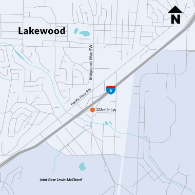 Map of I-5 Bridgeport Way study area