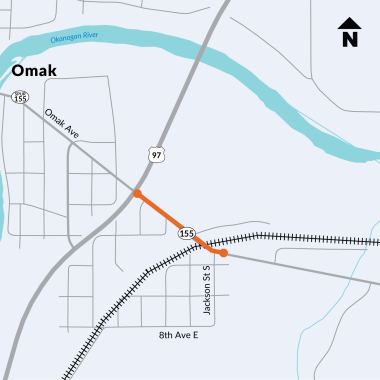 SR 155 Omak Area Paving and Complete Streets vicinity map