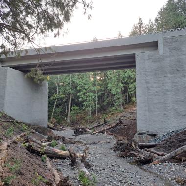 Completed fish passage culvert on SR 542 Squalicum Creek