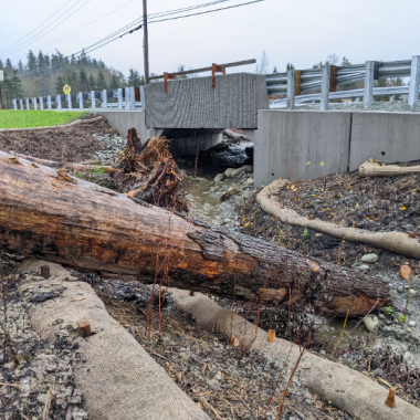 A photo of the completed fish passage site of SR 534 Unnamed Tributary to Carpenter Creek.