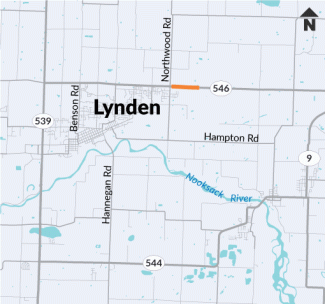 Map showing location of SR 546 Kamm Ditch fish passage site.