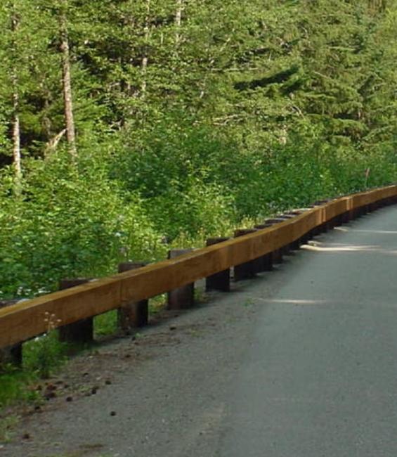 Steel backed Timber Guardrail