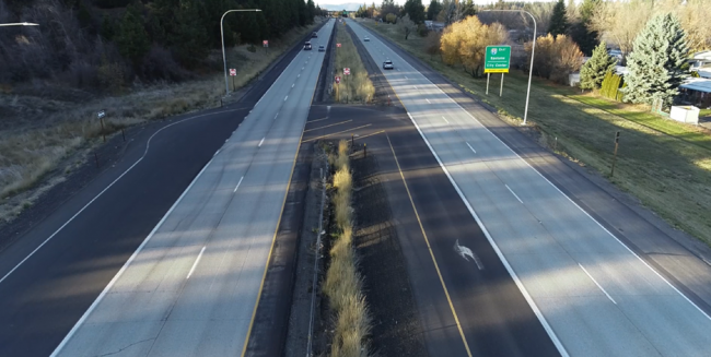 Aerial image of a J-Turn at US 195 and Thorpe Rd. in Spokane.