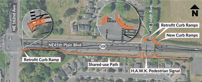 State Route 500 - Northeast 162nd Avenue to Northeast 166th Avenue - Safe Routes to School project location